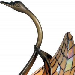 LumiLamp Tiffany Tafellamp Zwaan 5LL-9883 30*20*45 cm E14/max 1*40W Beige Geel Glas in lood Tiffany Lampen Nachtlampje