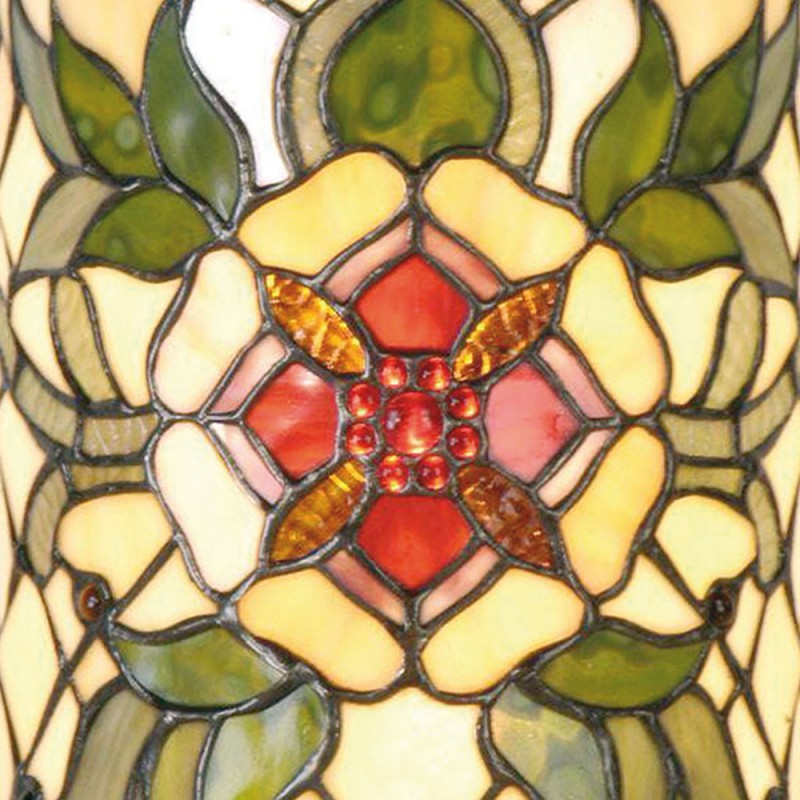 LumiLamp Wall Light Tiffany 20x11x36 cm  Green Red Glass Semicircle Rose