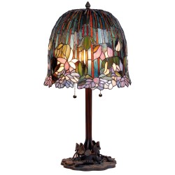 LumiLamp Lampe de table Tiffany Ø 35*68 cm E27/max 2*60W Vert, Rose, Bleu Vitrail