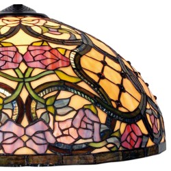 LumiLamp Lampenschirm Tiffany Ø 50*26 cm Beige Grün Glas Halbrund