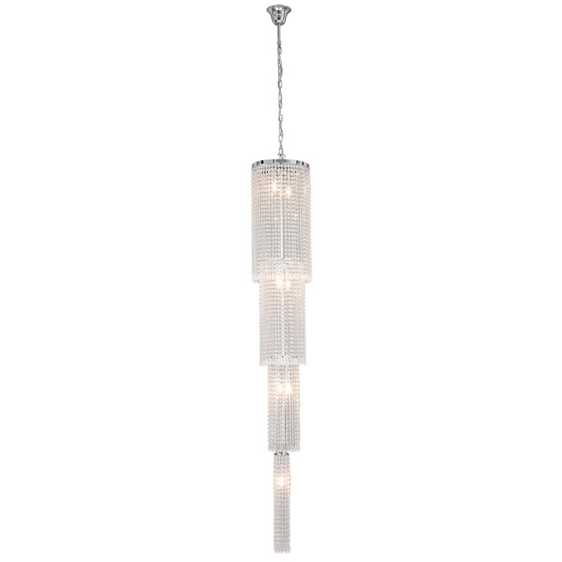 LumiLamp Chandelier Ø 30x185/245 cm Silver colored Iron Glass Triangle