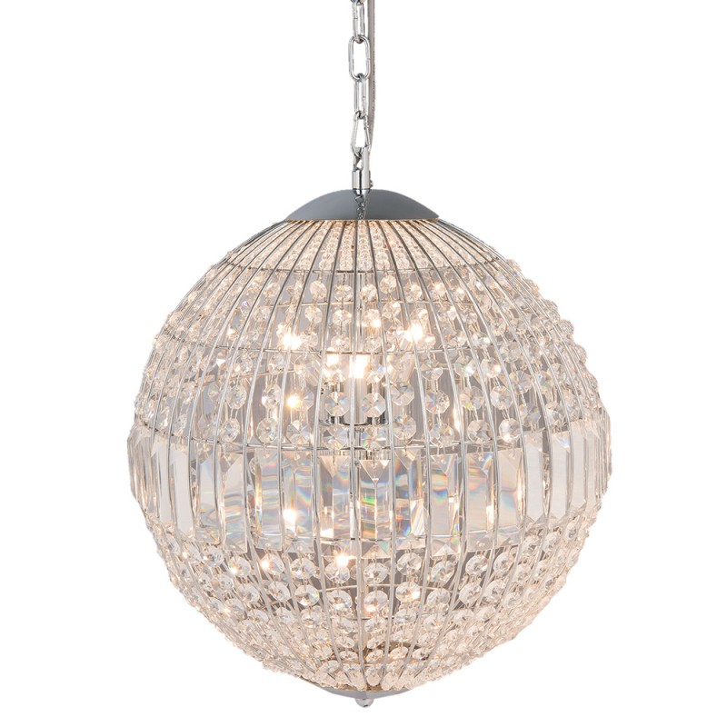 LumiLamp Chandelier Ø 40x48 cm Silver colored Metal Glass Round