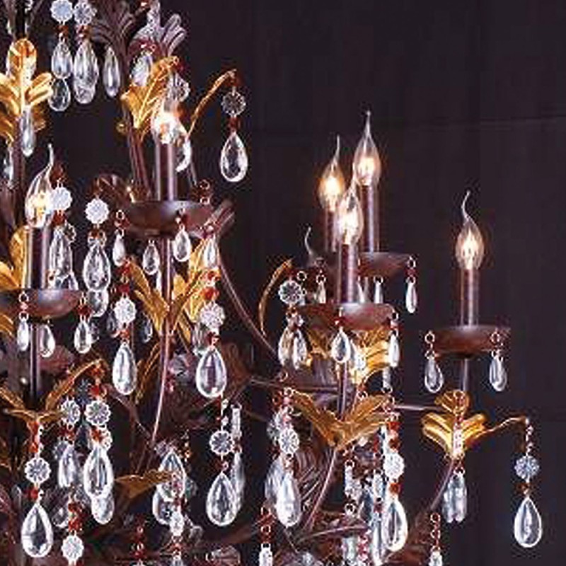 LumiLamp Chandelier Ø 135x125/180 cm  Gold colored Brown Iron Glass
