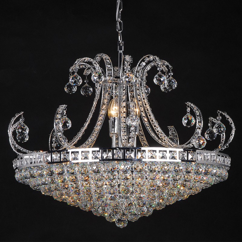 LumiLamp Chandelier Ø 80x60/182 cm  Silver colored Iron Glass