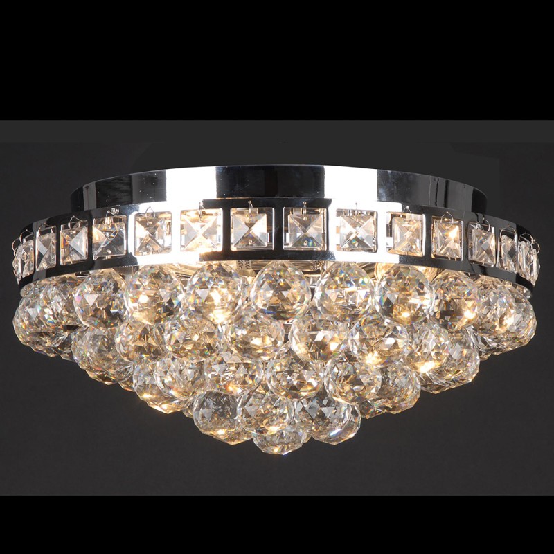 LumiLamp Kristall-Deckenlampe Ø 40x20 cm  Silberfarbig Eisen Glas
