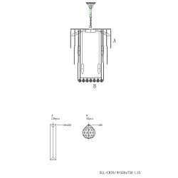 LumiLamp Kroonluchter 5LL-CR76 Ø 55*75 cm E14/max 15*40W Transparant Ijzer Glas Hanglamp
