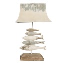 Clayre & Eef Table Lamp 44x30x75 cm  White Grey Wood Iron Rectangle Fishes