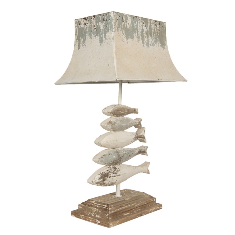Zoeken Commissie Wat leuk Clayre & Eef Table Lamp 44x30x75 cm White Grey Wood Iron Rectangle