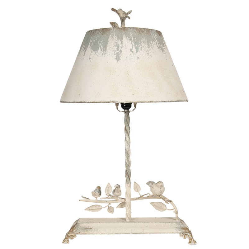 Clayre & Eef Table Lamp 44x43x75 cm  White Grey Iron Round Leaves