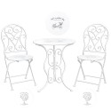 2Clayre & Eef Set da bistrot tavolo da bistrot sedia da bistrot 3 pezzi 5Y0192 Ø 60*70 / 40*40*92 cm (2) Bianco Ferro Riccioli