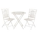 2Clayre & Eef Bistro Set Bistro Table Bistro Chair Set of 3 Ø 70x77 cm White Iron