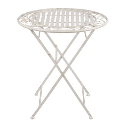 Clayre & Eef Set da bistrot tavolo da bistrot sedia da bistrot 3 pezzi Ø 70*77 / 40*52*93 cm (2) Bianco Ferro