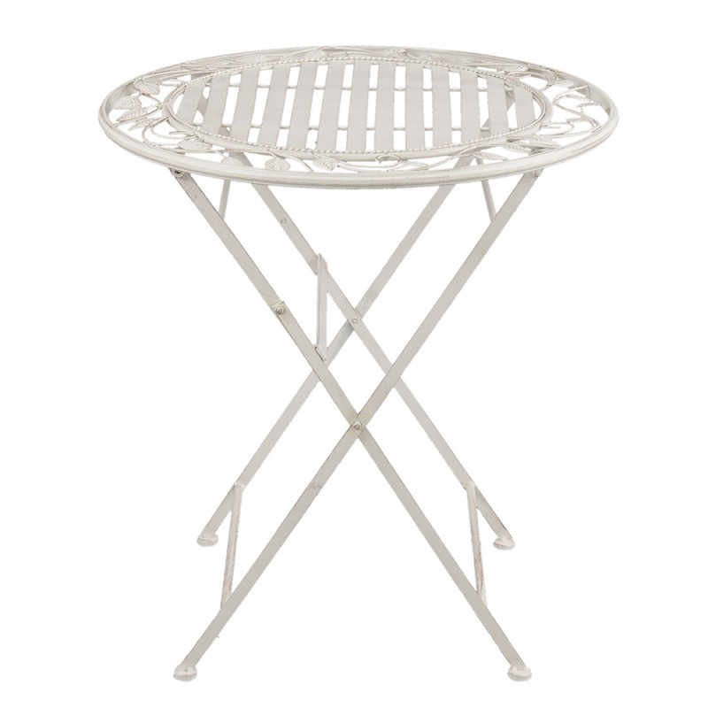 2Clayre & Eef Set da bistrot tavolo da bistrot sedia da bistrot 3 pezzi Ø 70*77 / 40*52*93 cm (2) Bianco Ferro