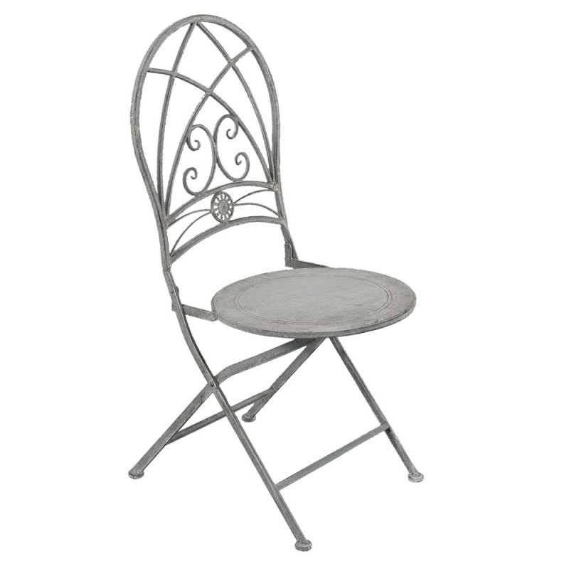 2Clayre & Eef Bistro Set Bistro Table Bistro Chair Set of 3 Ø 70x76 cm Grey