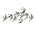 2Clayre & Eef Wanddecoratie 5Y0535 116*6*62 cm Zilverkleurig Metaal Vogels Muurdecoratie