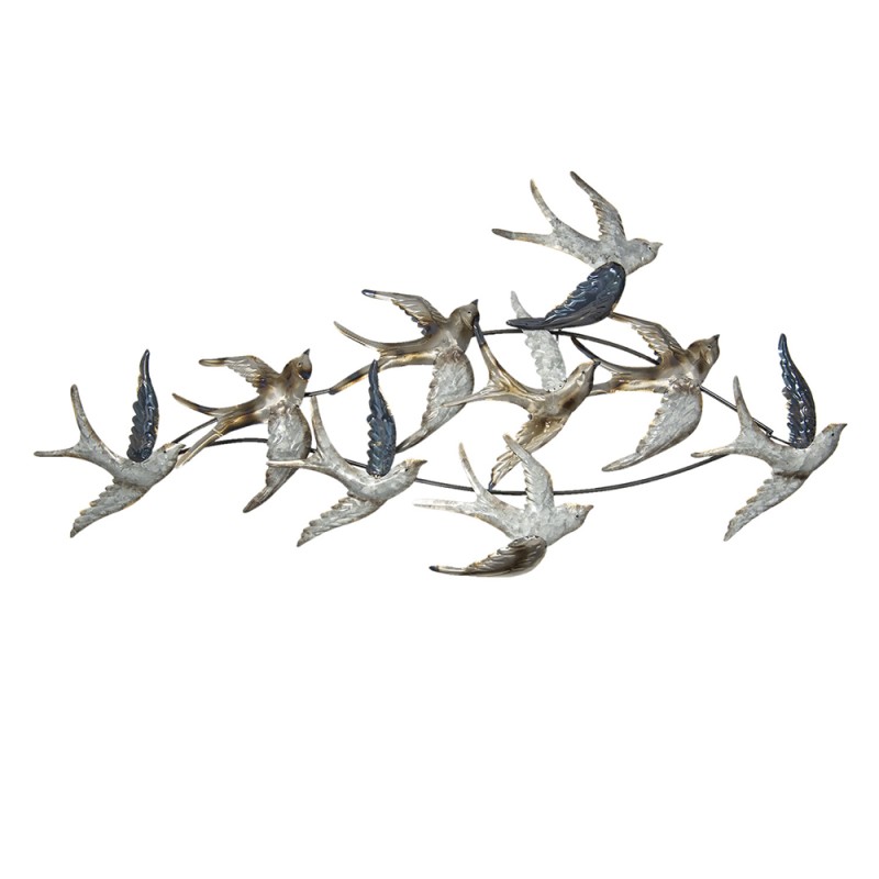 Clayre & Eef Wall Decoration 116x6x62 cm Silver colored Metal Birds