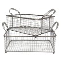 2Clayre & Eef Baskets Set of 2 5Y0550 Grey Iron Rectangle