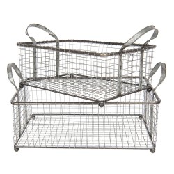 Clayre & Eef Baskets Set of 2 5Y0550 Grey Iron Rectangle