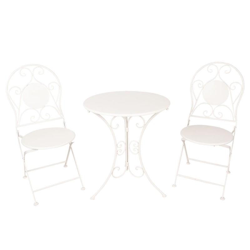 Tisch / 1 Set 2 Stühle / 2 3 tlg. Eisen grau H 70-95 cm Möbelset Rilo