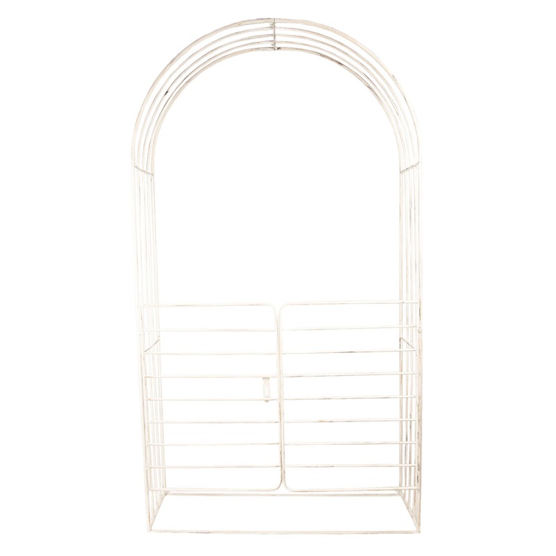 Clayre & Eef Garden Arch with Door 126x44x227 cm White Iron Round
