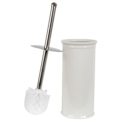 Clayre & Eef Toilet Brush 60118 Ø 11*24 cm White Ceramic Round