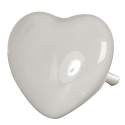 Clayre & Eef Knob 62538G 3.5*4 cm Grey Ceramic Heart shape