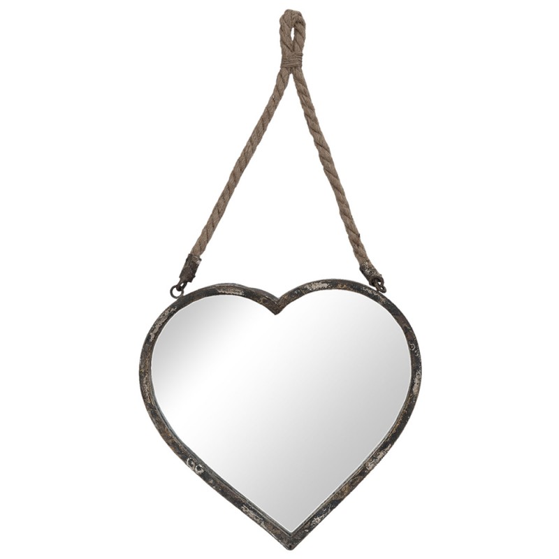2Clayre & Eef Mirror Heart 33*32 cm Brown Metal