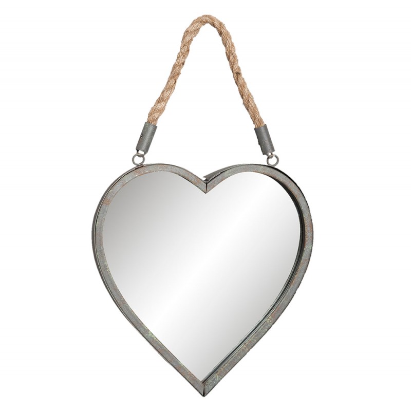 Clayre & Eef Mirror Heart 27*29 cm Grey Iron
