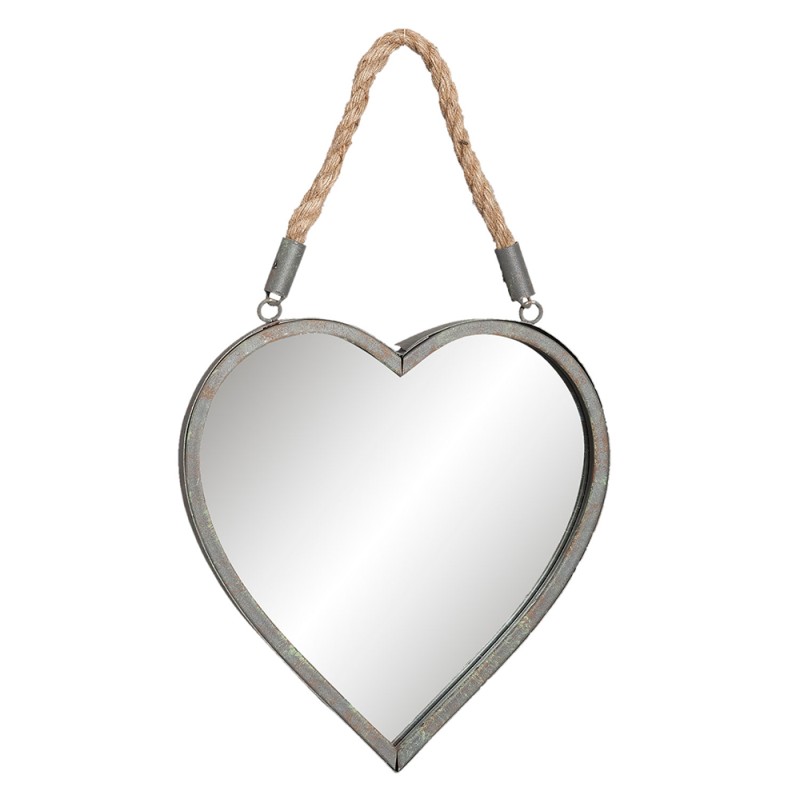 Clayre & Eef Mirror Heart 27x29 cm Grey Iron Heart-Shaped