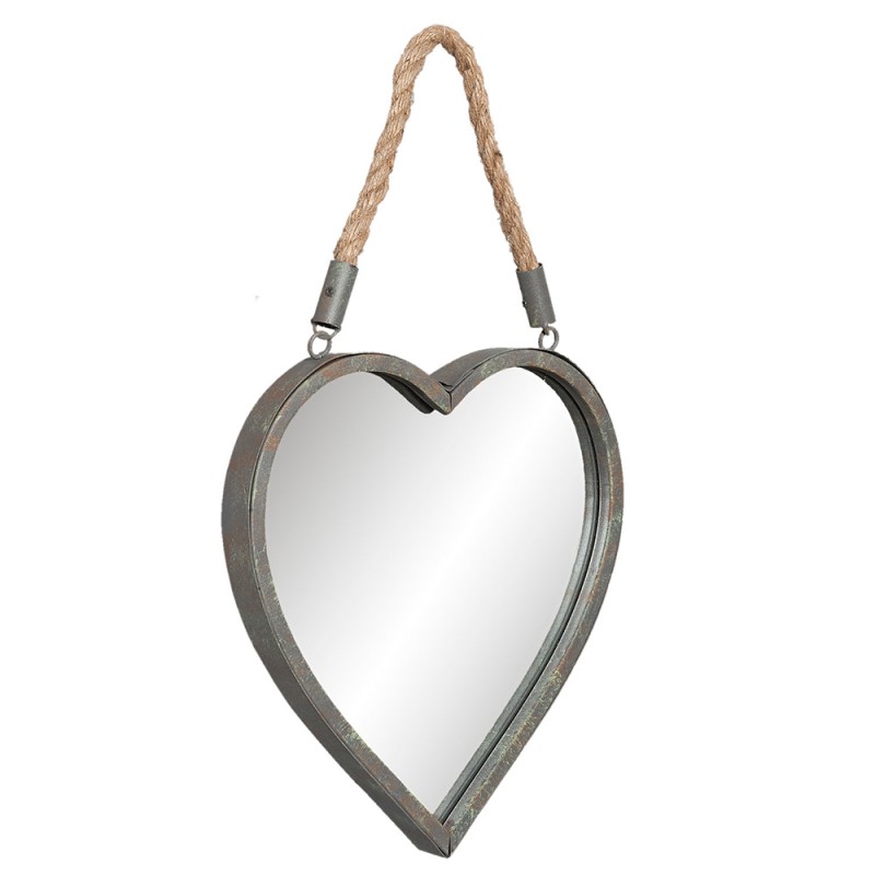 2Clayre & Eef Mirror Heart 27x29 cm Grey Iron