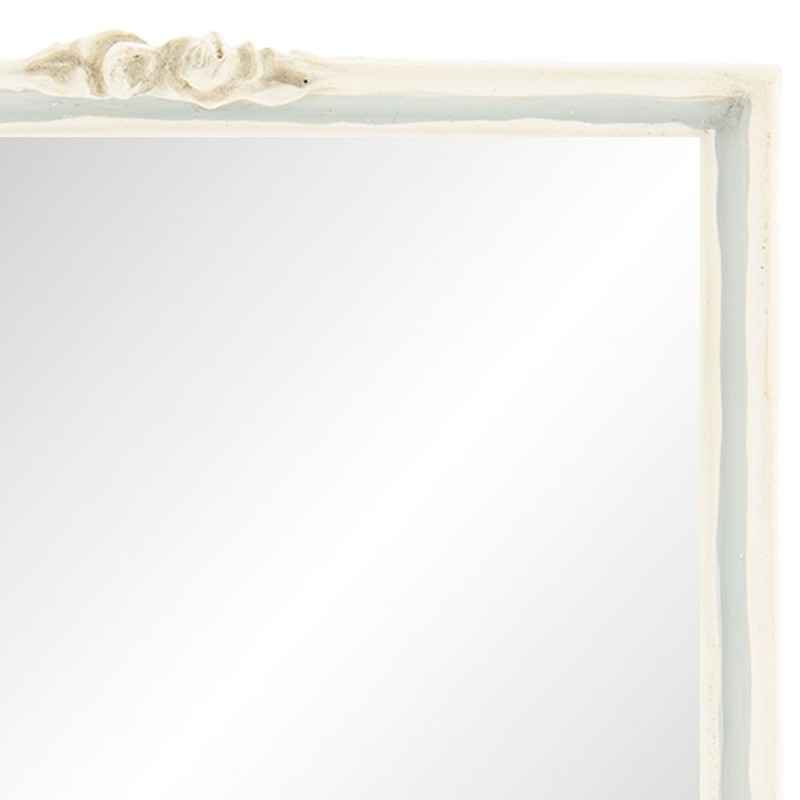 2Clayre & Eef Spiegel 62S143 22*28 cm Wit Kunststof Rechthoek Grote Spiegel Wand spiegel