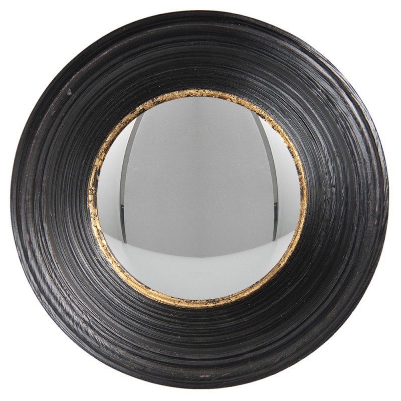 Clayre & Eef Mirror Ø 24 cm Black Plastic Round