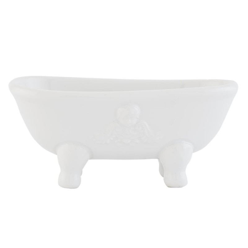 Clayre & Eef Soap Dish Bathtub 14x6 cm White Ceramic