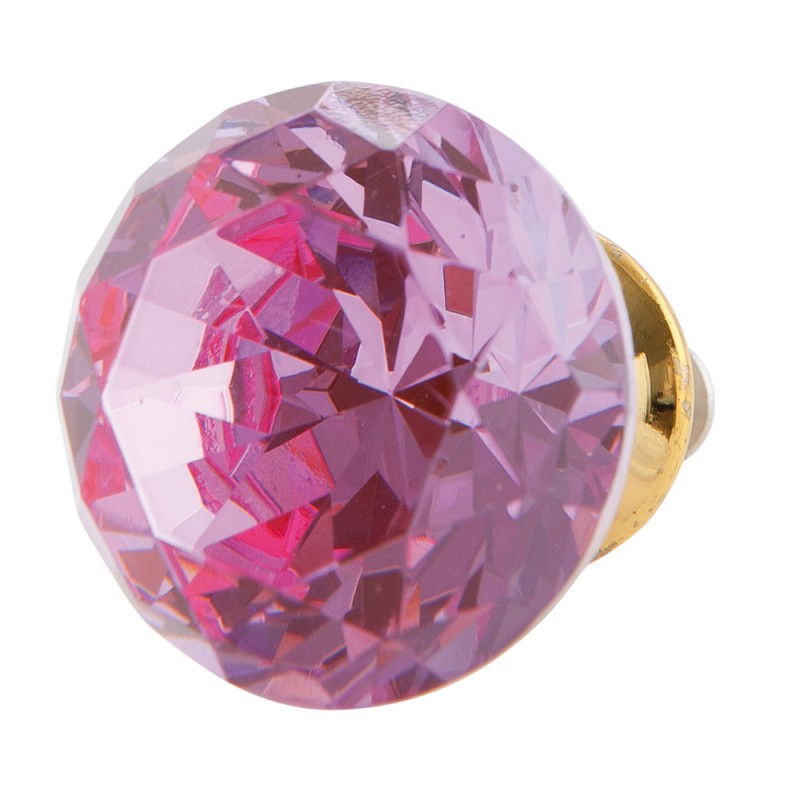 2Clayre & Eef Knob 63097 Ø 3 cm Pink Ceramic Round Diamond