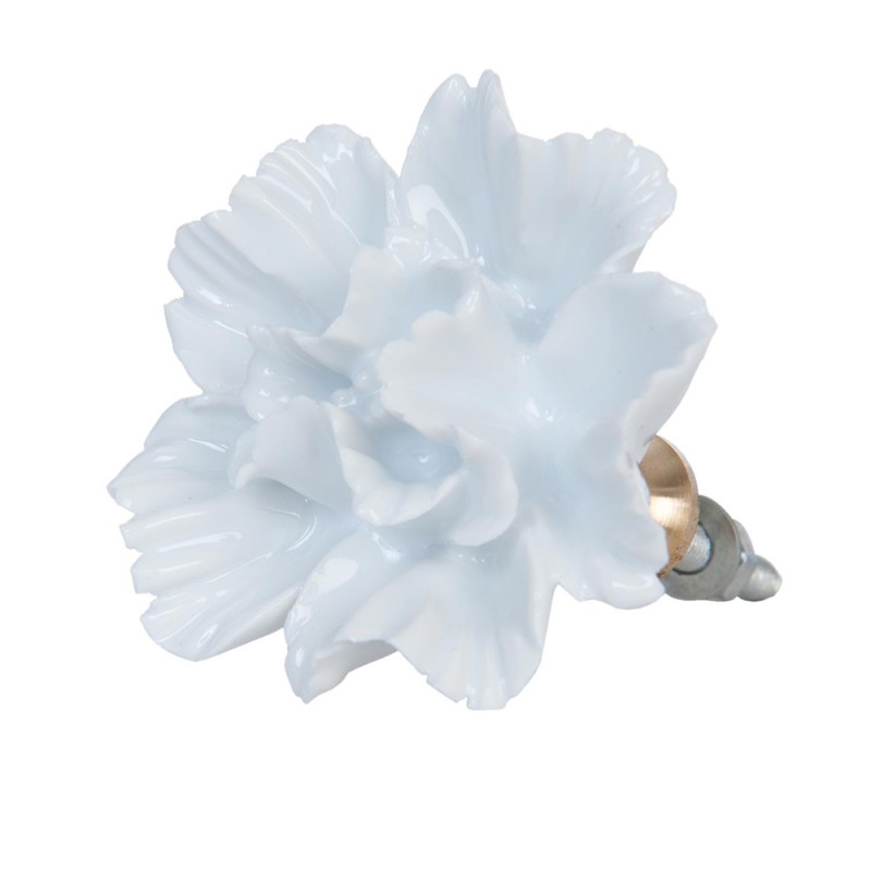 Clayre & Eef Poignée de porte Fleur Ø 5*3 cm Blanc