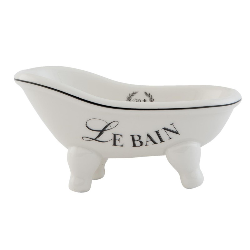 2Clayre & Eef Soap Dish Bathtub 14x7x7 cm White Ceramic Oval