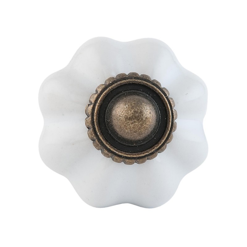 Clayre & Eef Pomello Ø 3 cm Bianco Marrone  Ceramica