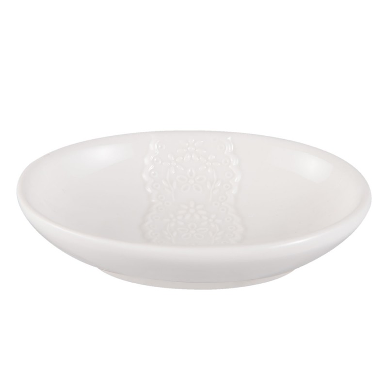Clayre & Eef Porte-savon 14*10*3 cm Blanc Céramique