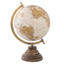 2Clayre & Eef Wereldbol Decoratie 63957 22*20*33 cm Beige Bruin Hout Ijzer Rond Wereld Globe
