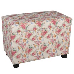 Clayre & Eef Stool 64061LM 60*36*43 cm Pink Wood Textiles Rectangle