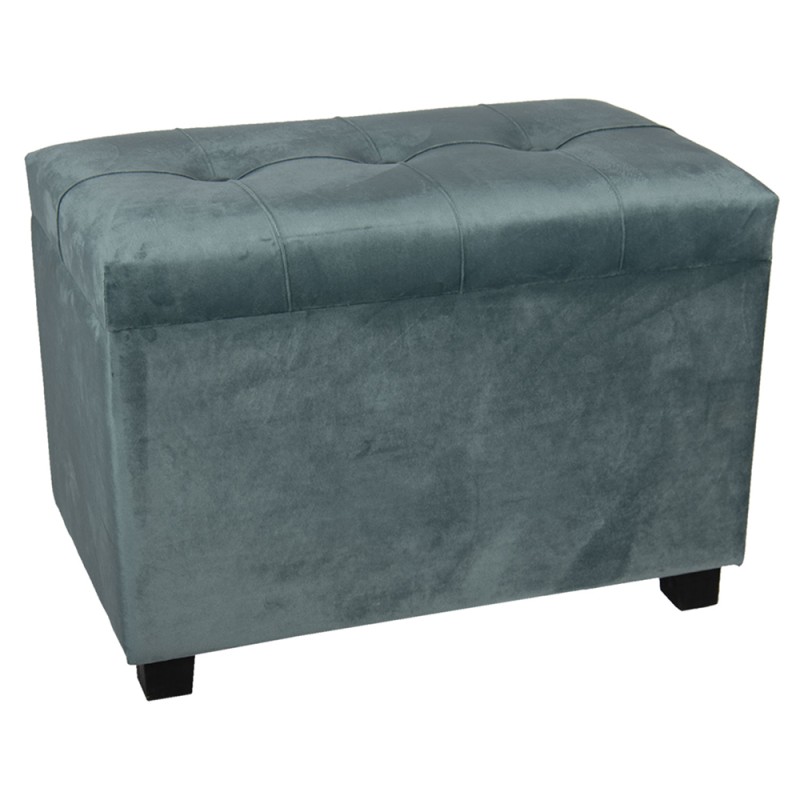 Clayre & Eef Pouf 60x36x43 cm Green Wood Textile Rectangle