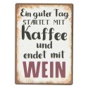 2Clayre & Eef Decoratieve Magneet 64143 5*1*7 cm Wit Zwart Ijzer Rechthoek Tag Kaffee Wein