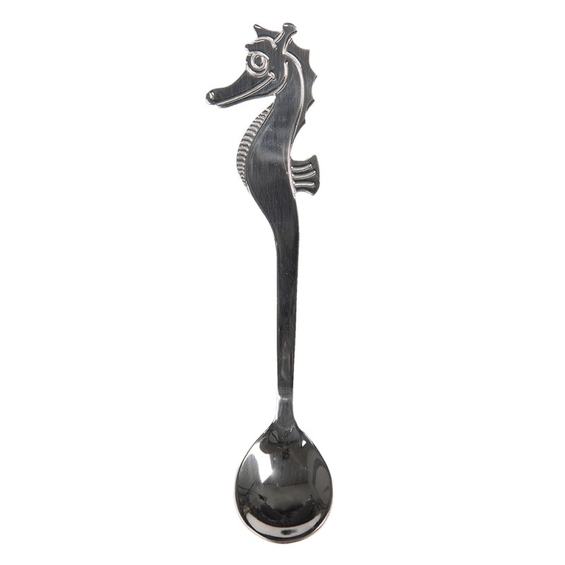 Clayre & Eef Theelepel  13 cm Zilverkleurig Metaal Zeepaard