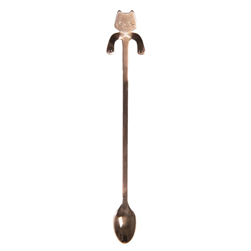 Clayre & Eef Teaspoon 20 cm Copper colored Metal Cat