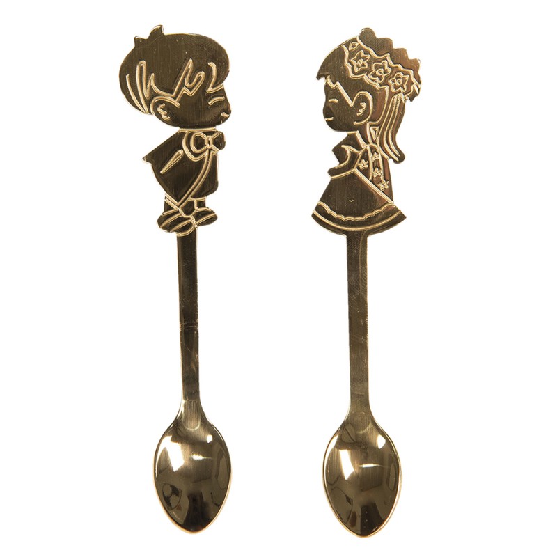 Clayre & Eef Spoons Set of 2 12 cm Gold colored Metal Children