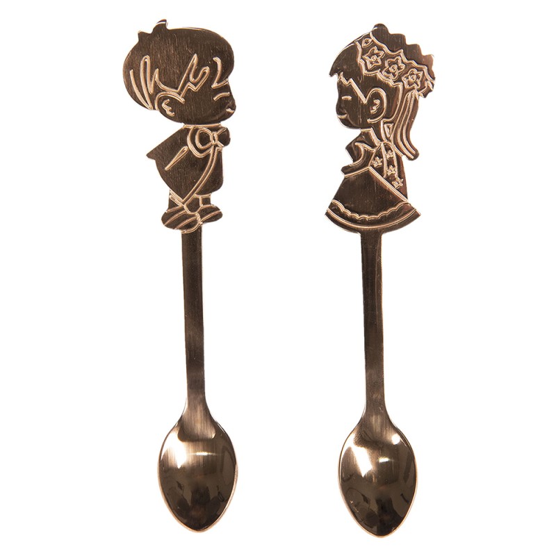 Clayre & Eef Spoons Set of 2 12 cm Copper colored Metal Children