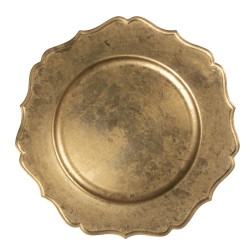 Clayre & Eef Unterteller Ø 33 cm Goldfarbig Kunststoff Rund