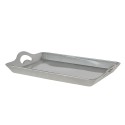 Clayre & Eef Decorative Serving Tray 45x32x3 cm Silver colored Plastic Rectangle