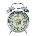 2Clayre & Eef Alarm Clock  6AC0012 Ø 12*15 cm Silver Metal Glass Round
