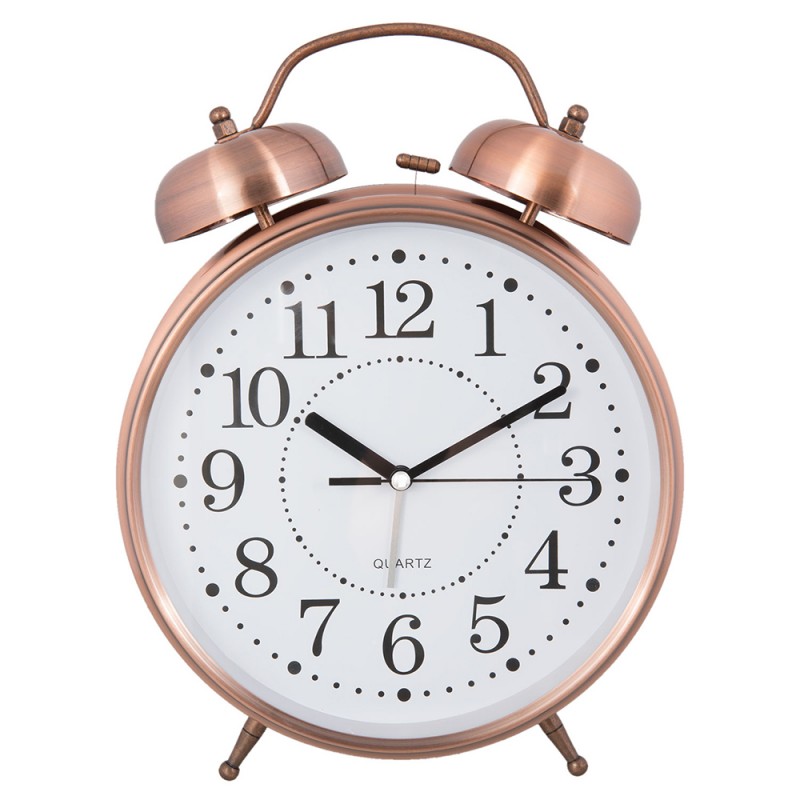 Clayre & Eef Analog Alarm Clock 23x8x30 cm Copper colored Metal Glass